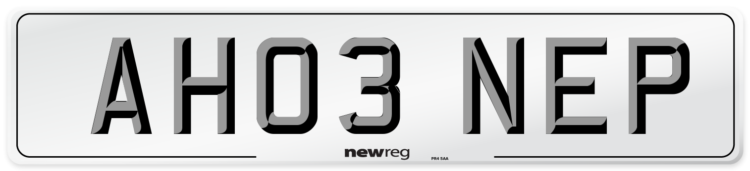 AH03 NEP Number Plate from New Reg